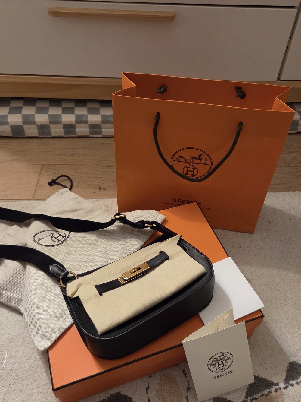Rare And Authentic HERMES mini Jypsiere Black With Gold Hardware